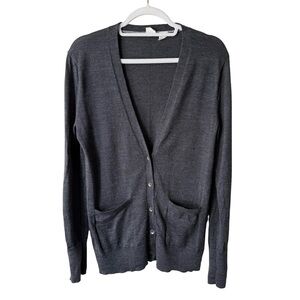 GAP Charcoal Button-Up 100% Merino Wool Cardigan Size S Cozy Minimalist